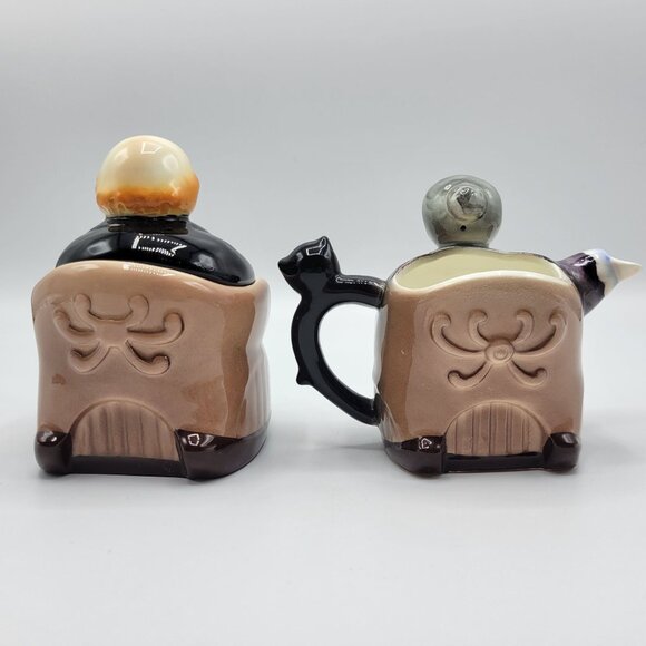 Vintage Hand Painted Japan Grandparents Creamer & Sugar Bowl Set - Picture 12 of 15